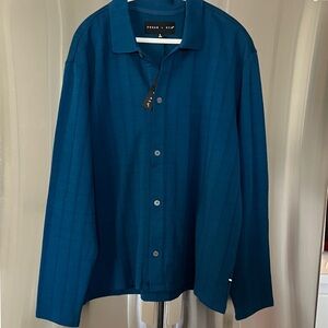 Edgar + Ash Mens Layering Polo Button Front Shirt Long Sleeve NWT Dark Teal